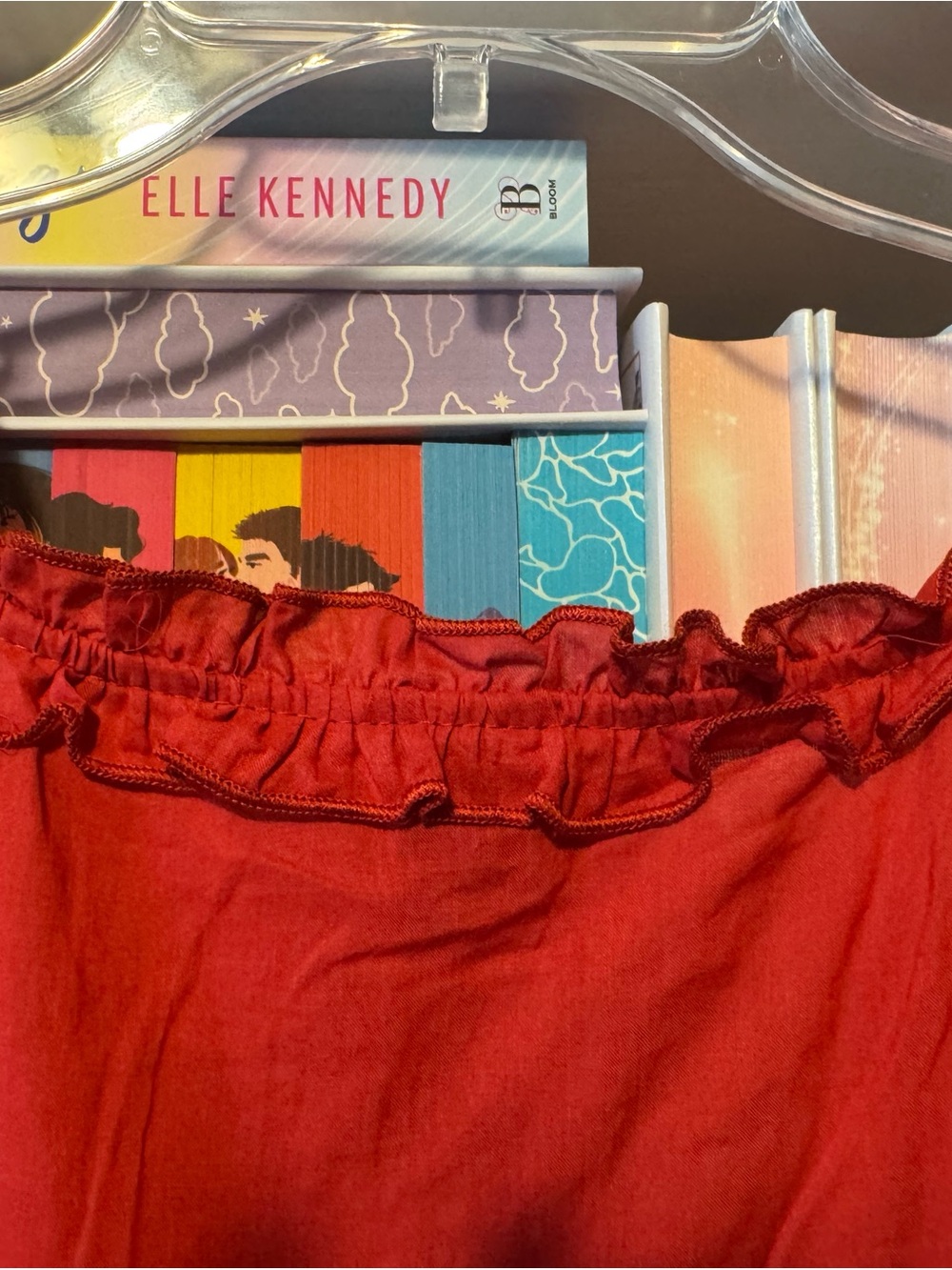 Red Ruffle Button-Front Peasant Blouse - Picture 11 of 12